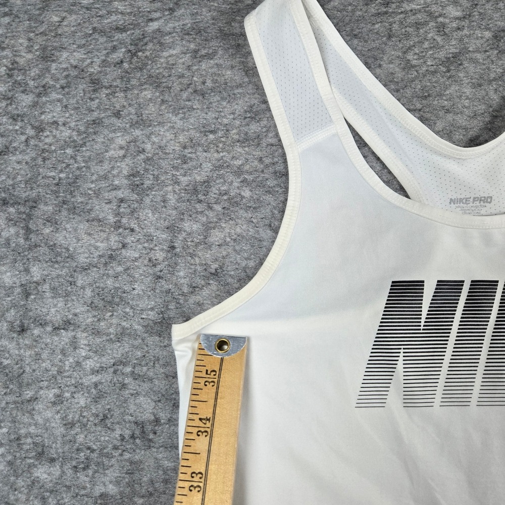 Nike Womens White Pro Dri-FIT Graphic Racerback Training Tank Top Small - Picture 8 of 8